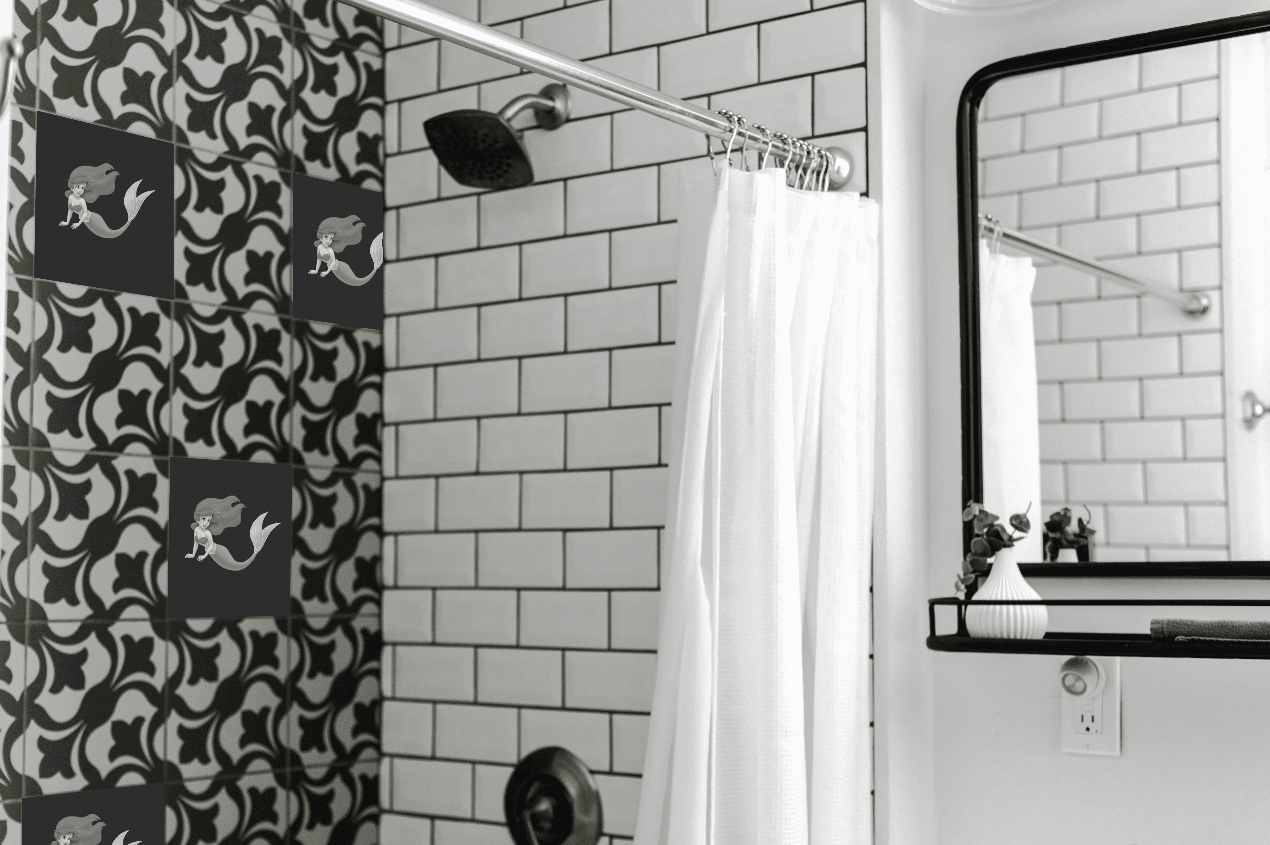 Décoration salle de bain avec carreau de carralage petite sirène